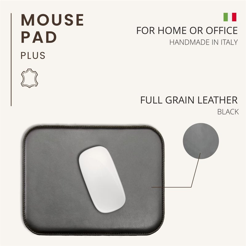 Maruse Italian Leather Mouse Pad for Home or Office Desktop, Handmade in Italy, Navy - Image 2